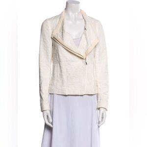 VINCE Frise Textured Asymmetric Zip Moto Biker Jacket